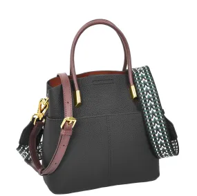 Womens Exquisite Leather Small Tote Smart Casual Fashion Crossbody Bag Allure Black