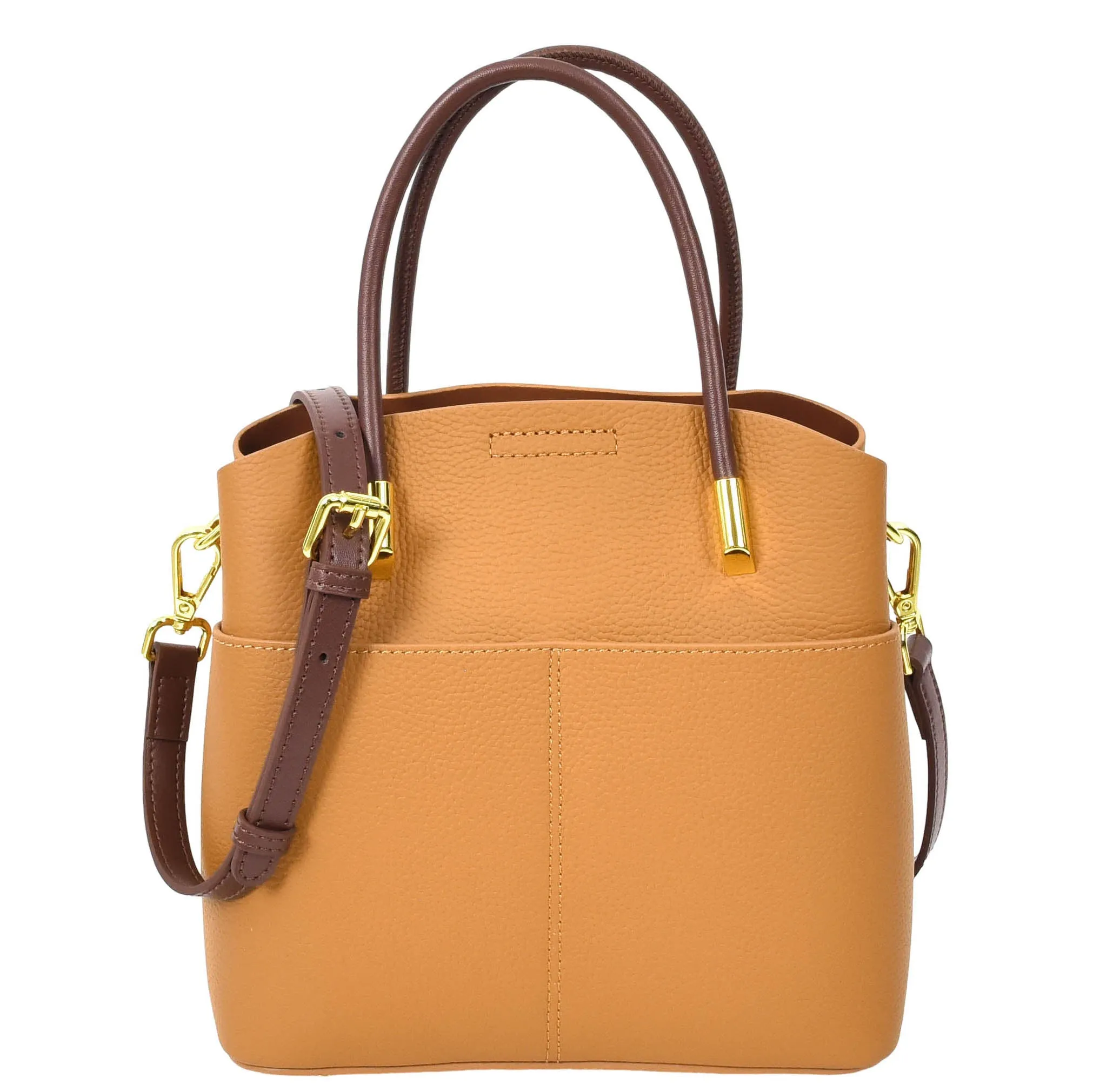 Womens Exquisite Leather Small Tote Smart Casual Fashion Crossbody Bag Allure Tan