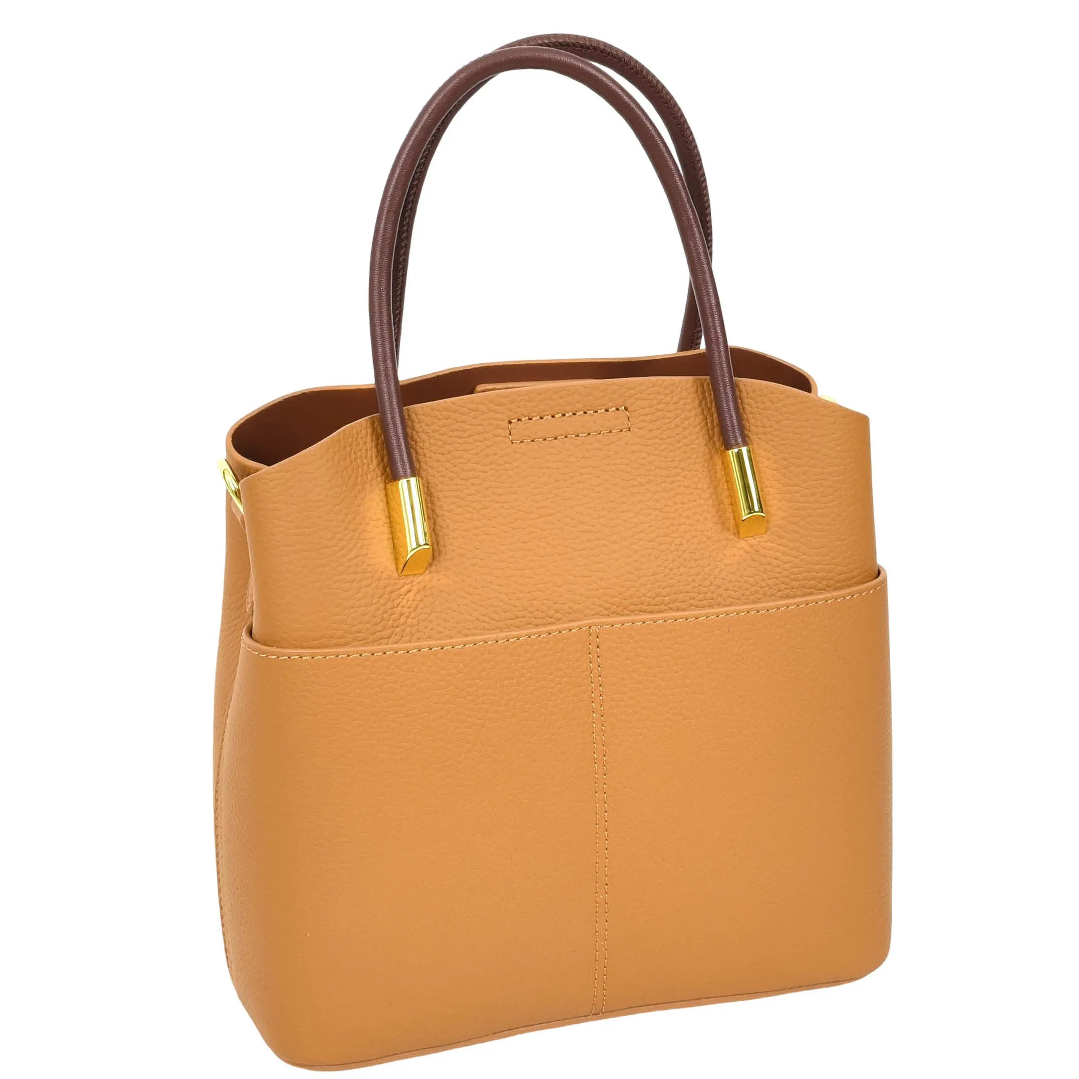 Womens Exquisite Leather Small Tote Smart Casual Fashion Crossbody Bag Allure Tan