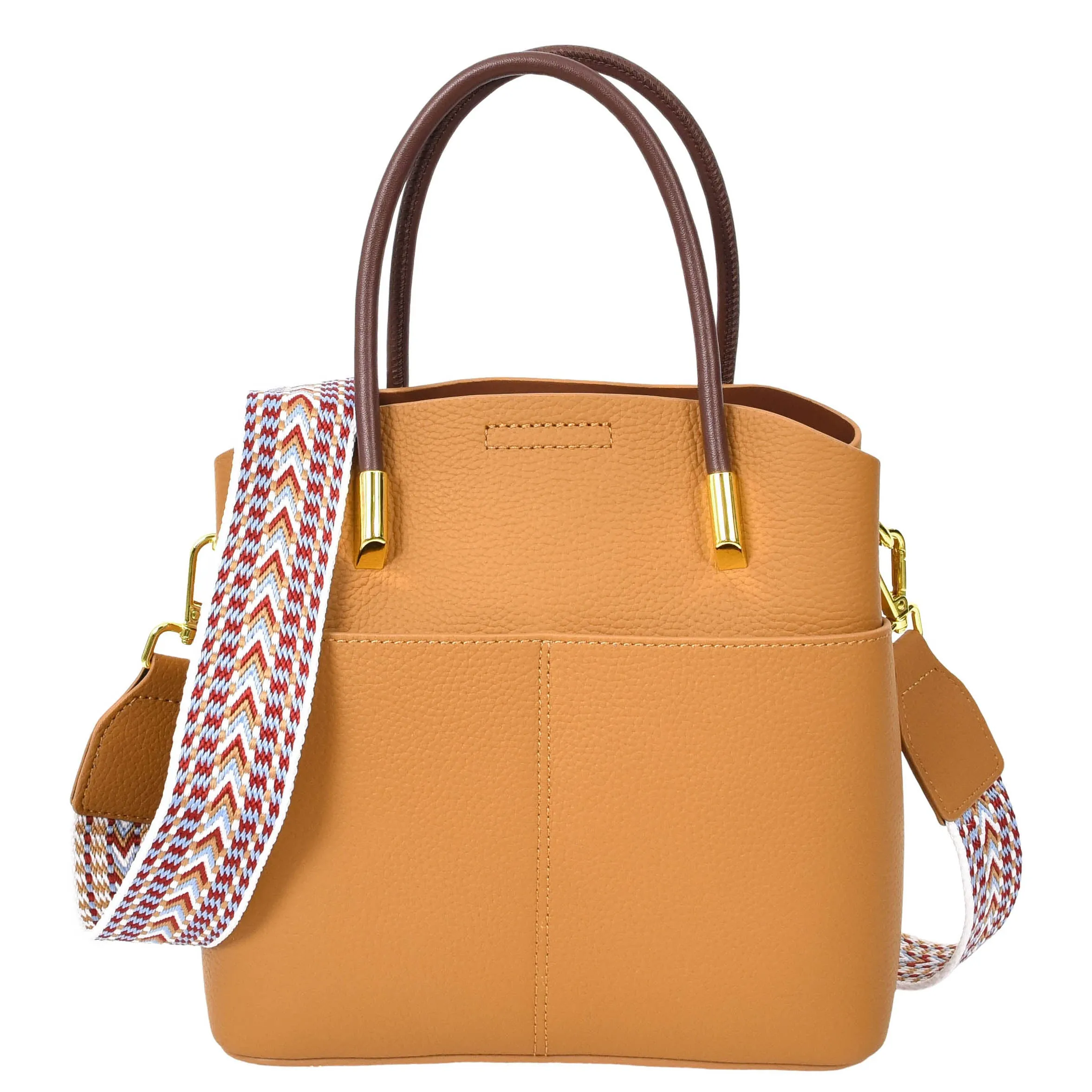 Womens Exquisite Leather Small Tote Smart Casual Fashion Crossbody Bag Allure Tan