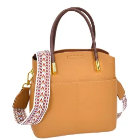 Womens Exquisite Leather Small Tote Smart Casual Fashion Crossbody Bag Allure Tan