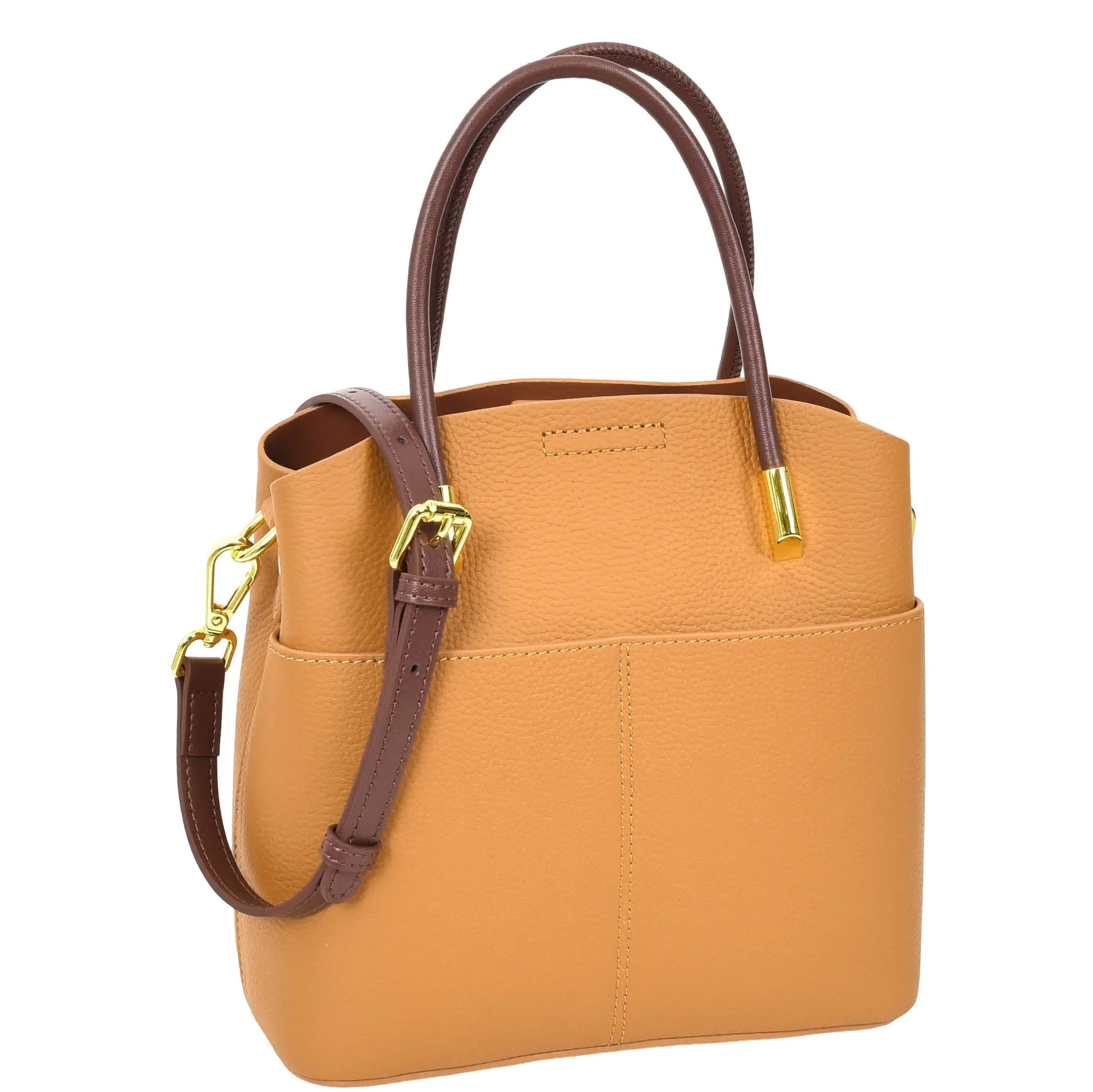 Womens Exquisite Leather Small Tote Smart Casual Fashion Crossbody Bag Allure Tan