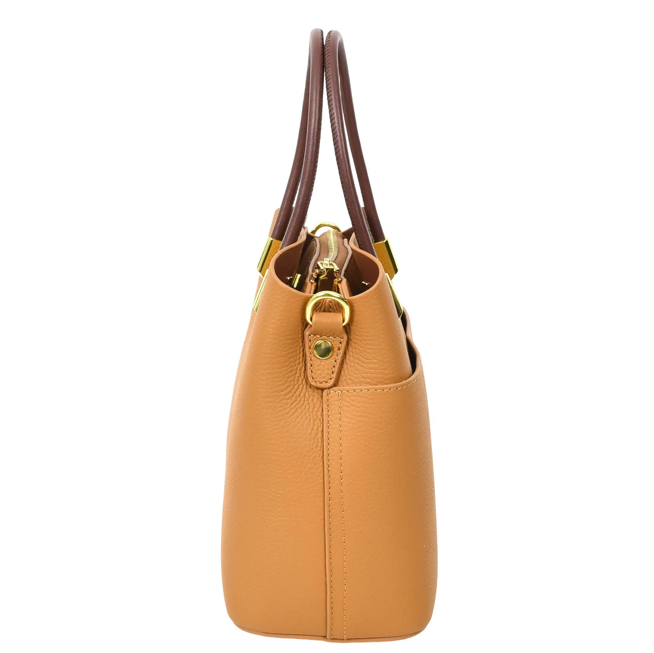 Womens Exquisite Leather Small Tote Smart Casual Fashion Crossbody Bag Allure Tan