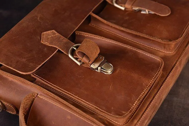 Woosir Mens Attache Case Leather 14" 15.6"