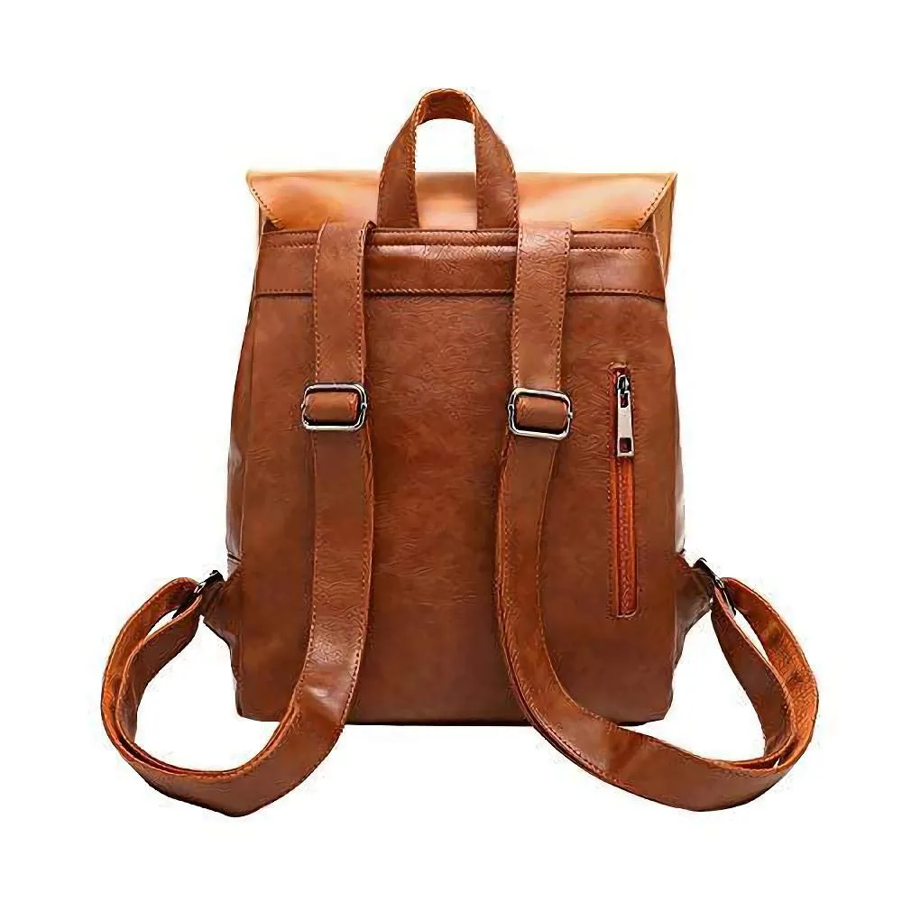 ZEBELLA Womens Leather Backpack Vintage Brown Travel Daypack College Bookbag-Light Brown