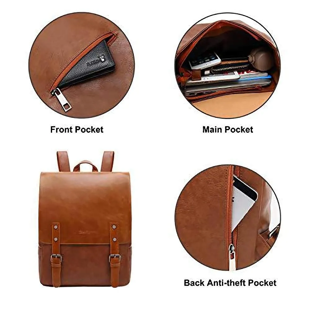 ZEBELLA Womens Leather Backpack Vintage Brown Travel Daypack College Bookbag-Light Brown