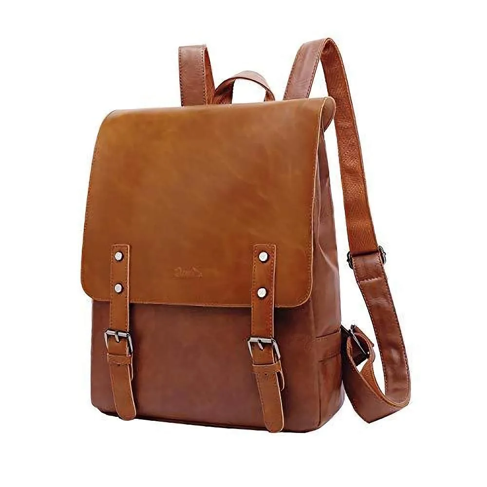 ZEBELLA Womens Leather Backpack Vintage Brown Travel Daypack College Bookbag-Light Brown